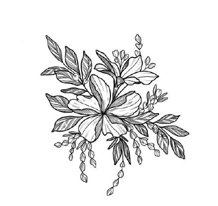30组素花线稿纹身素材图片