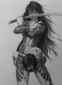 一组日式传统人物纹身线稿图片欣赏