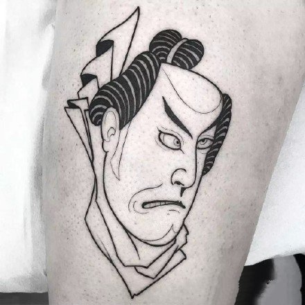 日本风格的般若等人脸纹身作品