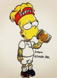 一组卡通人物辛普森纹身手稿图片