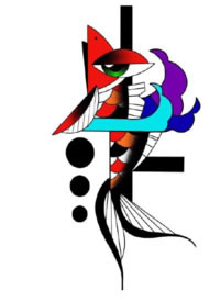 一组好看的抽象彩色纹身设计手稿图案