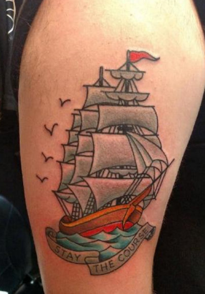 9款很漂亮的彩色大帆船纹身图案