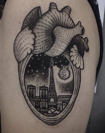 9组创意的心脏主题纹身图案作品