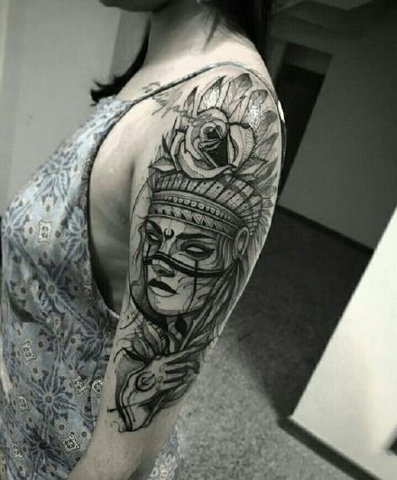 包臂的9张印第安风格女郎纹身作品图案