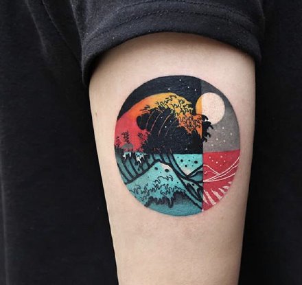 色块拼接的创意纹身图片