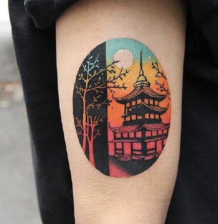 色块拼接的创意纹身图片