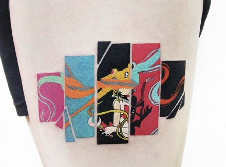色块拼接的创意纹身图片