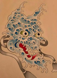 蓝色的一组海浪浪花纹身手稿图片