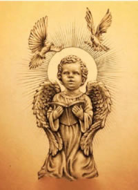 17组可爱的西方爱神小天使纹身手稿图片