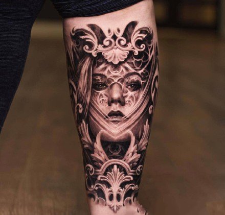 9张适合男生的的包臂欧美写实纹身图