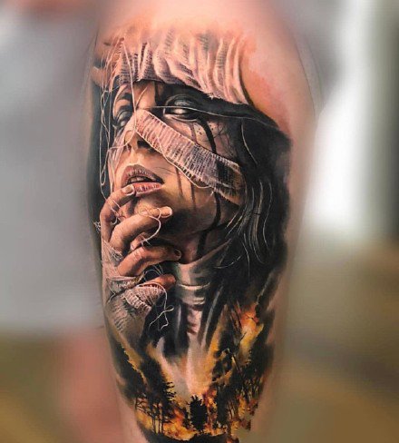 9张适合男生的的包臂欧美写实纹身图