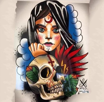 33组炫彩色的newschool纹身手稿图片