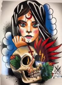 33组炫彩色的newschool纹身手稿图片