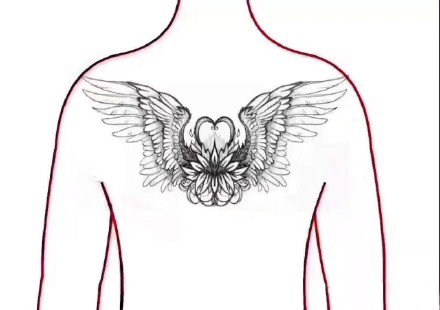 一组前胸位置的花胸纹身效果图欣赏