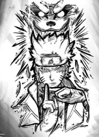 一组动漫角色的黑灰纹身线稿图欣赏