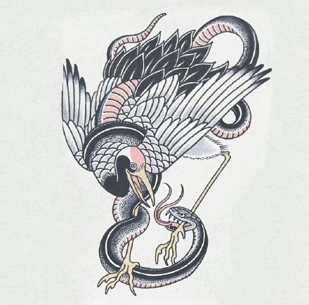 28组中国传统仙鹤的纹身手稿素材图片