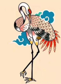 28组中国传统仙鹤的纹身手稿素材图片
