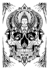 9张黑色的点刺梵花图腾纹身图案