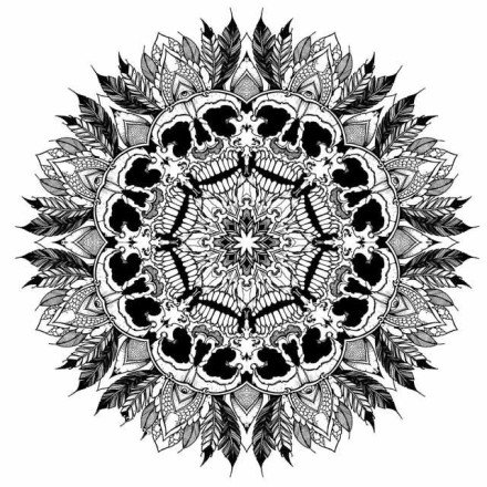 9张黑色的点刺梵花图腾纹身图案