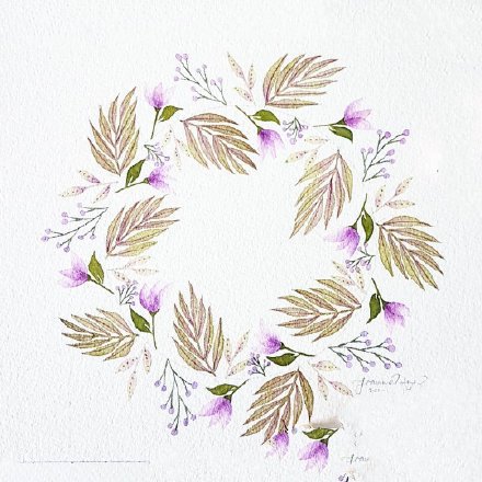 小清新的一组彩色小花环纹身手稿图案