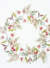 小清新的一组彩色小花环纹身手稿图案