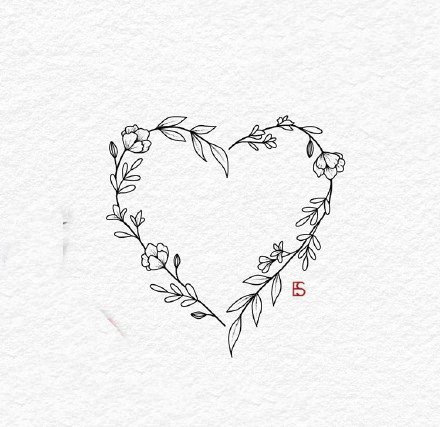 36组小清新的素花花卉纹身手稿图片