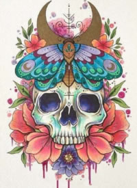 梦幻唯美的一组水彩色纹身手稿图案