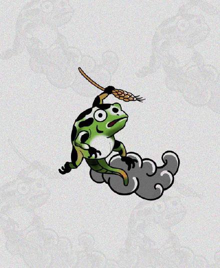 一组日式传统的小青蛙纹身图案手稿