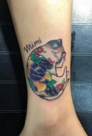 日式浮世绘风格的小猫咪纹身图片