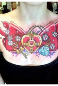 女士性感的花胸纹身作品图案9张
