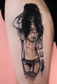 暗黑系的一组sm女郎纹身作品欣赏