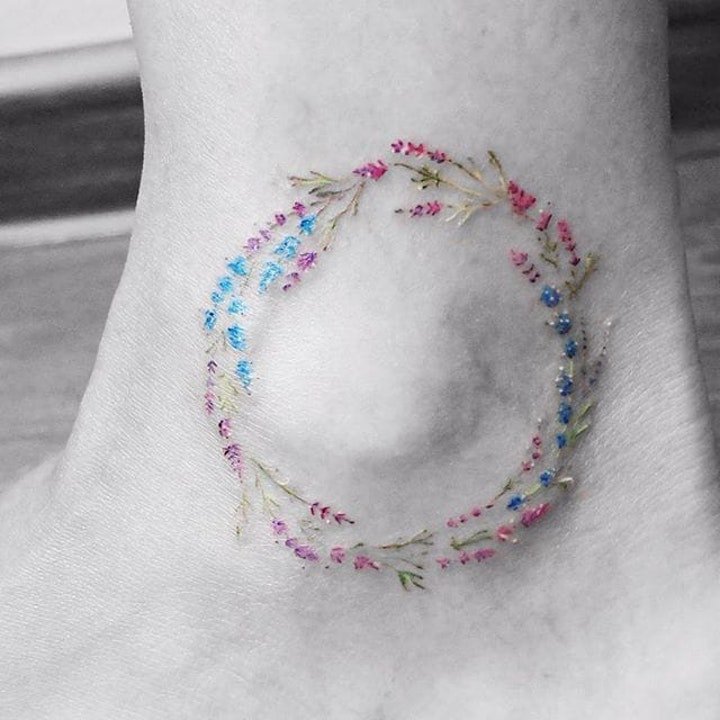 脚踝 纹身  多款技巧与时尚并行的脚踝小清新纹身图案