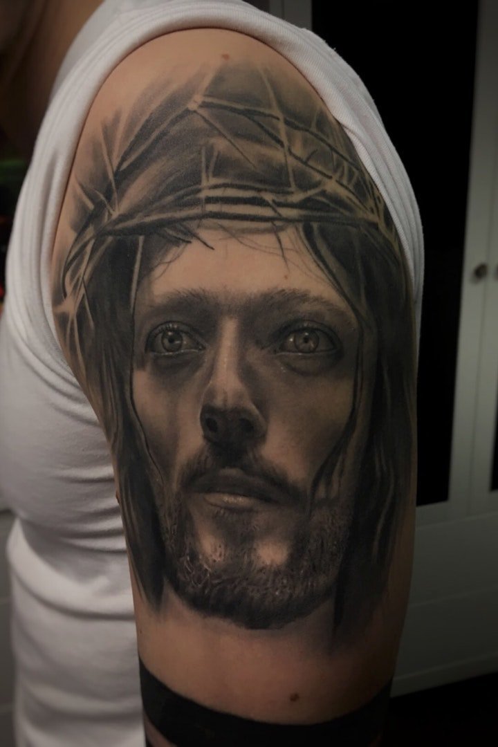 人物肖像纹身 10组黑灰纹身写实风格人物肖像纹身图案