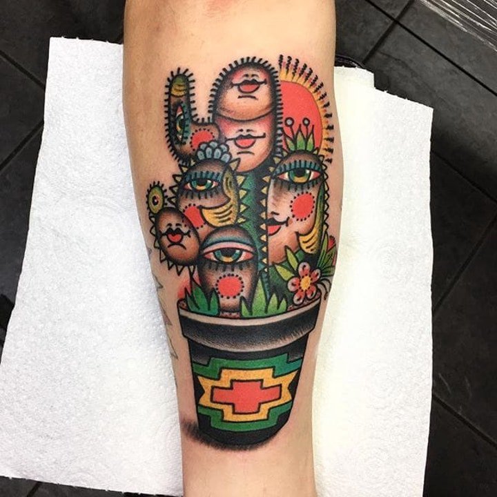 仙人掌纹身  多款设计巧妙而又时尚的仙人掌纹身图案