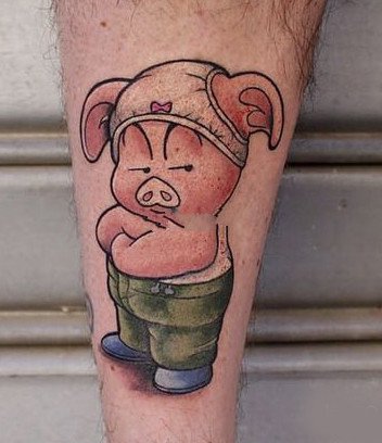 猪主题的一组小猪纹身图案9张