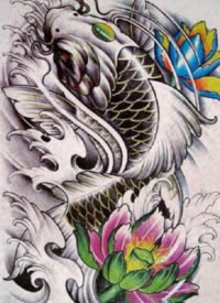 35组传统的鲤鱼纹身手稿图案