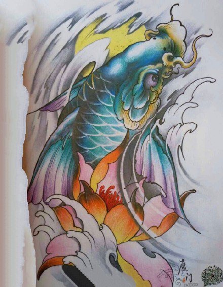 35组传统的鲤鱼纹身手稿图案