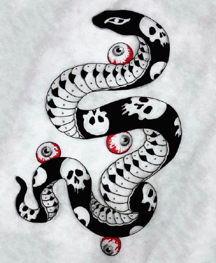 一组有点恐怖另类风格的的纹身素材图