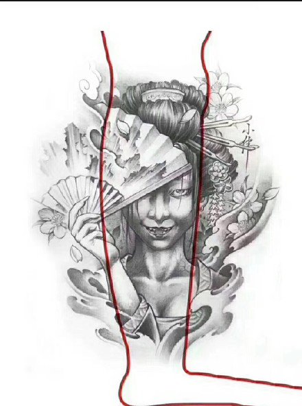 包小腿的一组传统纹身效果图欣赏