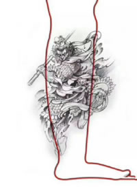 包小腿的一组传统纹身效果图欣赏