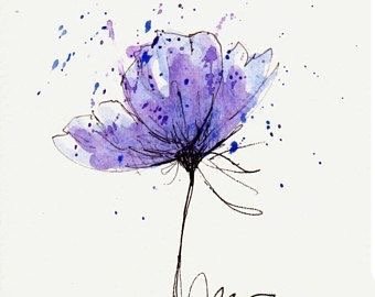 适合女生的一组水彩花卉纹身手稿图片