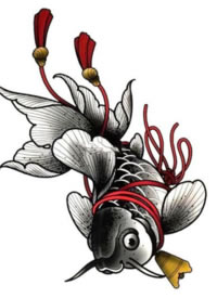 9张日式金鱼主题的纹身手稿图