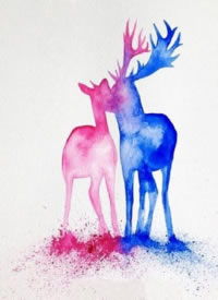 一组创意水彩色的纹身手稿图片