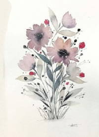 漂亮的一组水彩花卉纹身手稿图片