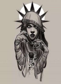 一组创意的暗黑女郎纹身手稿图片