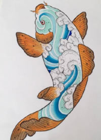 个性的9张大鲤鱼纹身手稿图片