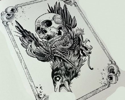 27创意的暗黑灰骷髅等纹身手稿图案