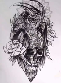 好看的一组黑灰点线纹身手稿欣赏