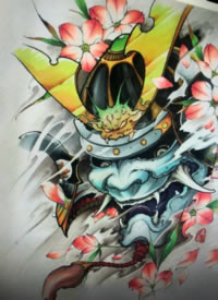 一组彩色的新传统纹身手稿图片