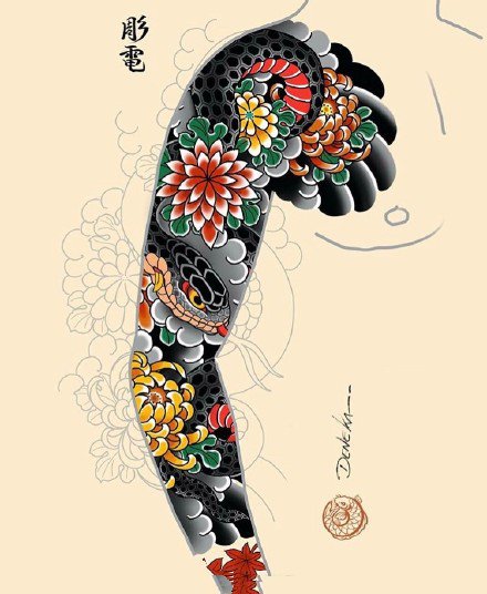 9张老传统的花臂等纹身效果图